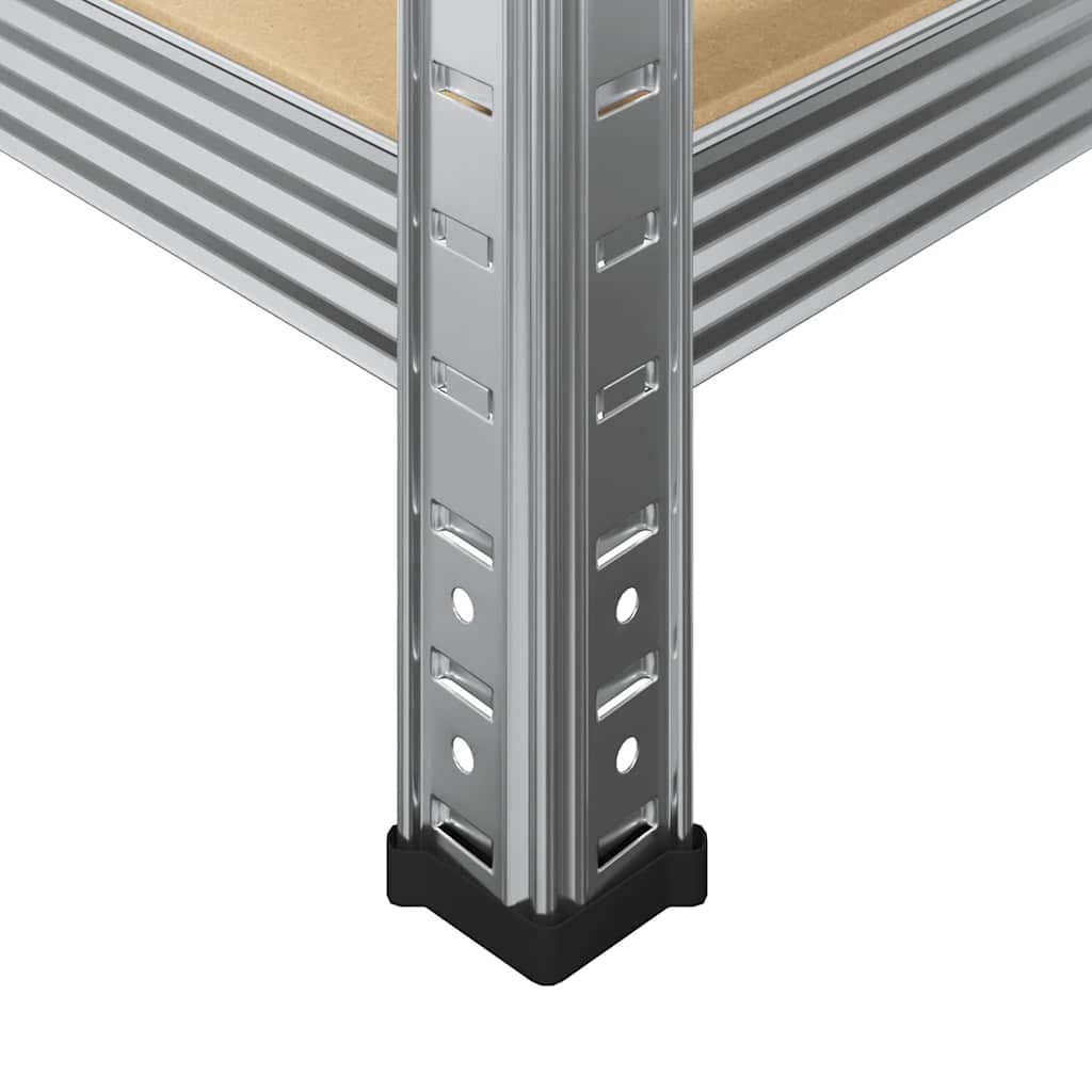 vidaXL Mensole Portaoggetti 5 Strati 4 pz Argento in Acciaio e Legno