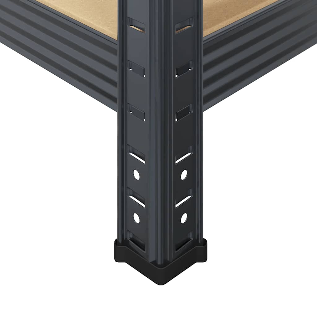 Mensole Portaoggetti 5 Strati 3pz Antracite in Acciaio e Legno