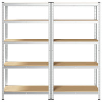 Scaffali Resistenti 5 Strati 2 pz Argento Acciaio e Multistrato 3307596