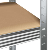 Scaffali Resistenti 5 Strati 2 pz Argento Acciaio e Multistrato 3307596