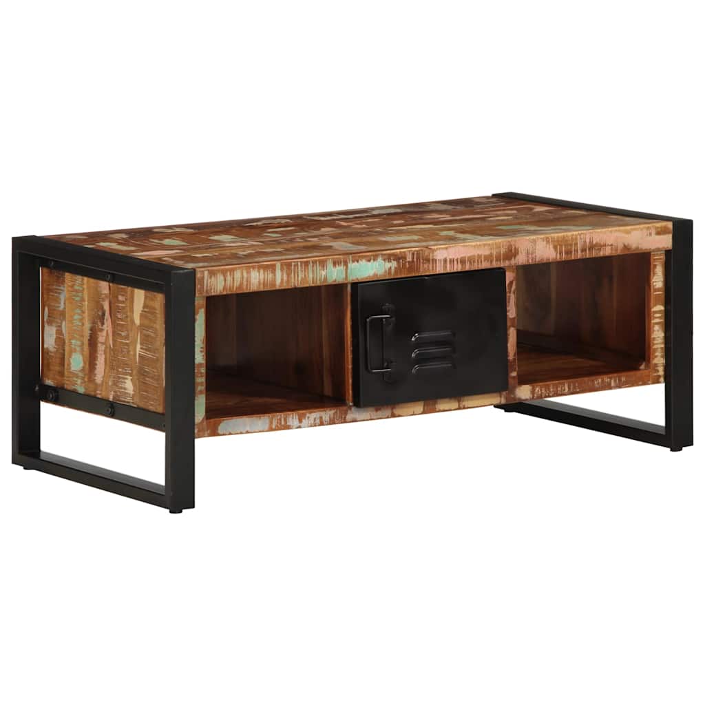 Tavolino Salotto-Tavolino da soggiorno-Tavolo Multicolore 90x50x36cm Legno Massello Recupero 364433