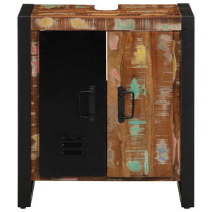 Mobiletto da Bagno con porta Marrone Legno massello di recupero 4013604