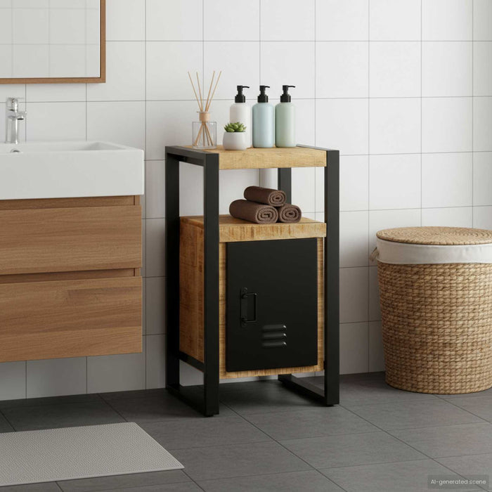 Armadio da Bagno con porta Marrone Legno massello di mango 4013607
