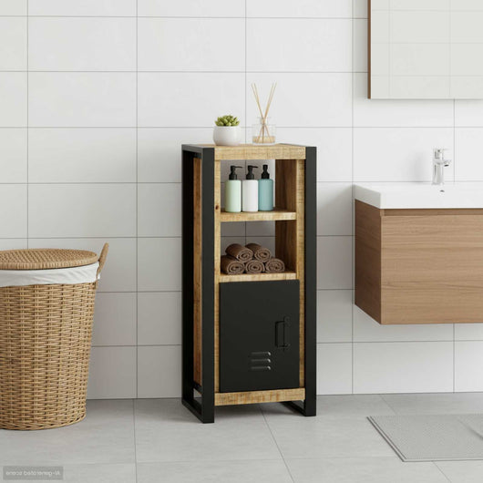 Mobiletto da Bagno con porta Marrone Legno massello di mango 4013611