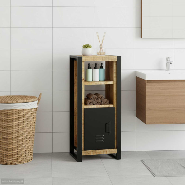 Mobiletto da Bagno con porta Marrone Legno massello di mango 4013611