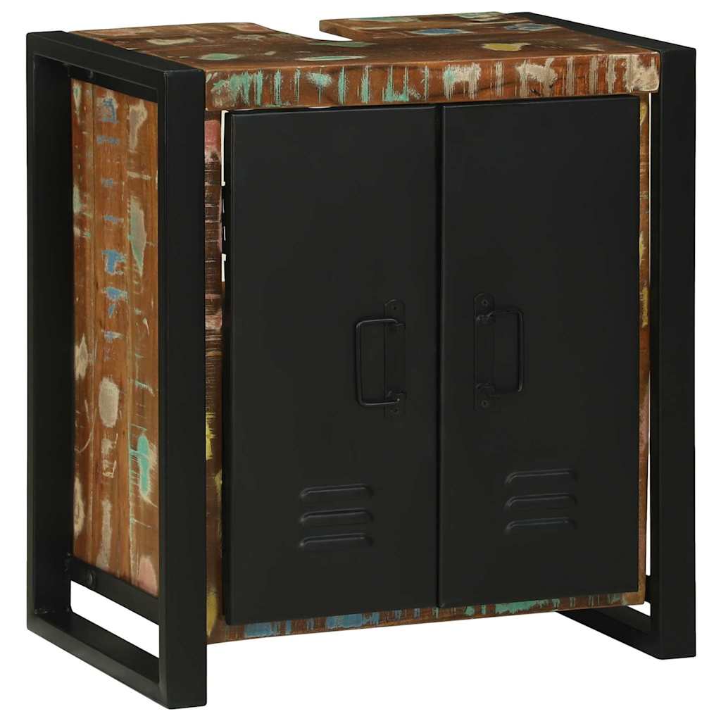 Mobile Lavabo con porta-Armadietto da bagno Marrone Legno massello di recupero