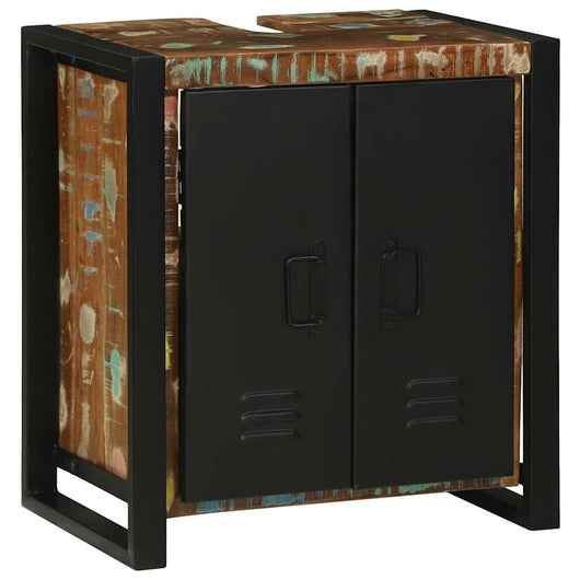 Mobile Lavabo con porta-Armadietto da bagno Marrone Legno massello di recupero