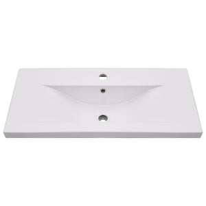 Set Mobili da Bagno 2 pz in Ceramica e Legno Multistrato
