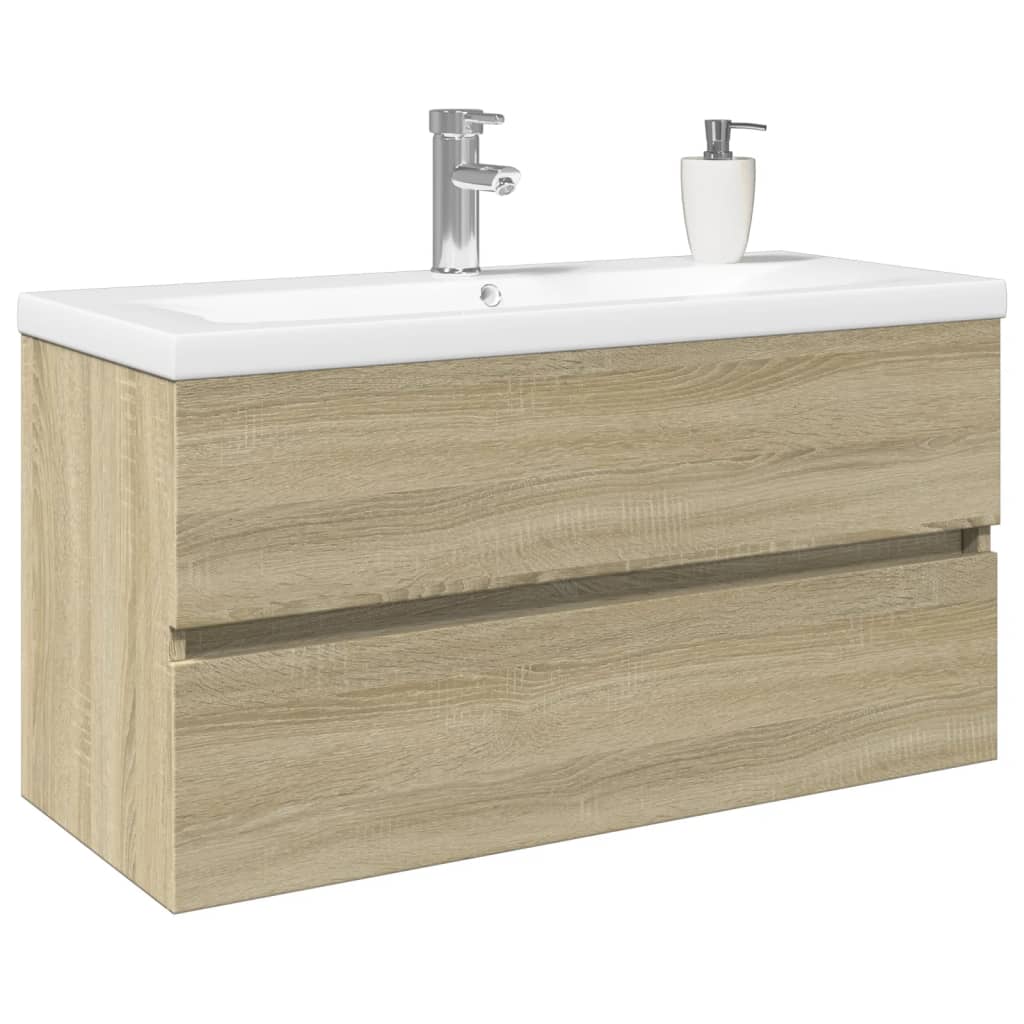 vidaXL Set Mobili da Bagno 2 pz in Ceramica e Legno Multistrato