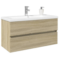 vidaXL Set Mobili da Bagno 2 pz in Ceramica e Legno Multistrato