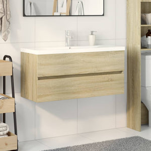 vidaXL Set Mobili da Bagno 2 pz in Ceramica e Legno Multistrato
