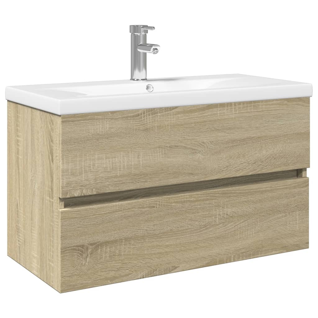 vidaXL Set Mobili da Bagno 2 pz in Ceramica e Legno Multistrato