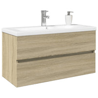 Set Mobili da Bagno 2 pz in Ceramica e Legno Multistrato