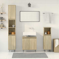 vidaXL Set Mobili da Bagno 3 pz Rovere Sonoma in Legno Multistrato