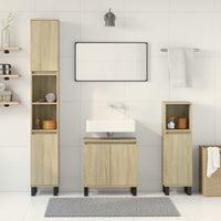 vidaXL Set Mobili da Bagno 3 pz Rovere Sonoma in Legno Multistrato