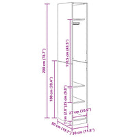 Armadio Rovere Artigianale 30x50x200 cm in Legno Multistrato 3307692