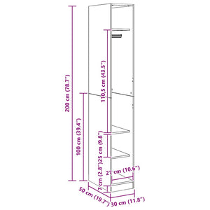 Armadio Rovere Artigianale 30x50x200 cm in Legno Multistrato