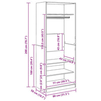 Armadio Rovere Artigianale 80x50x200 cm in Legno Multistrato 3307701