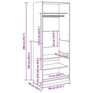 Armadio Rovere Artigianale 80x50x200 cm in Legno Multistrato 3307701
