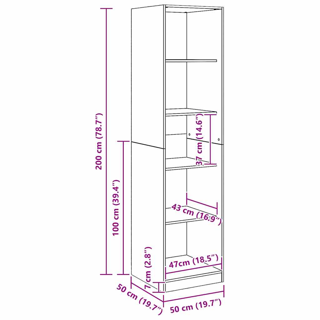 vidaXL Armadio Rovere Artigianale 50x50x200 cm in Legno tecnico