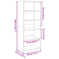 Armadio Grigio Cemento 80x50x200 cm in Legno tecnico