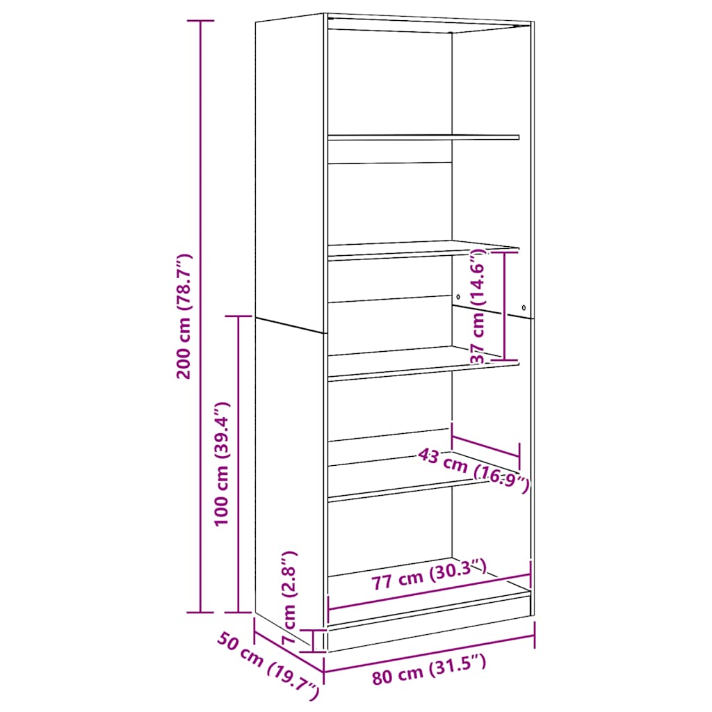 Armadio Rovere Artigianale 80x50x200 cm in Legno tecnico 3307728