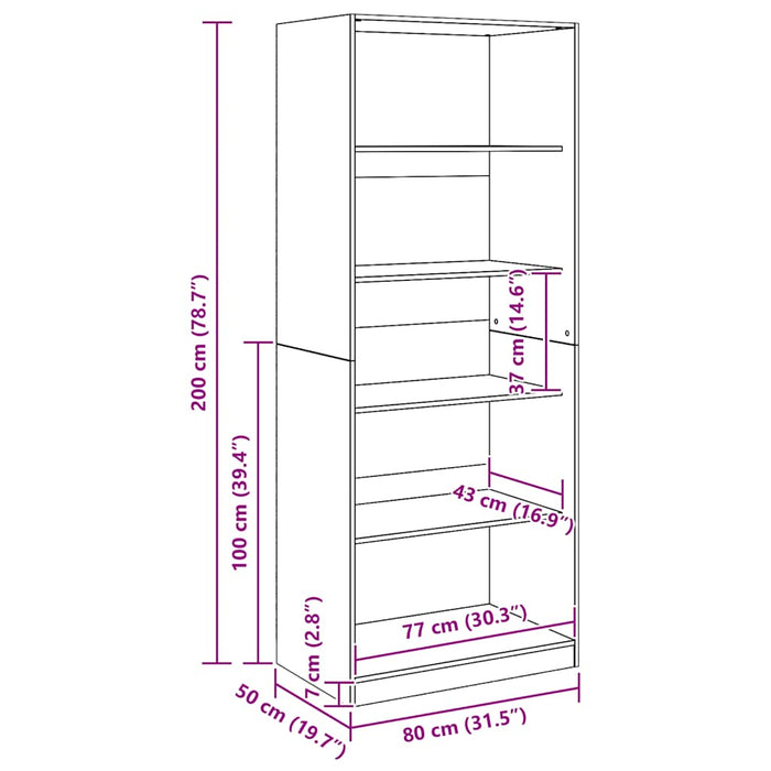 Armadio Rovere Artigianale 80x50x200 cm in Legno tecnico 3307728