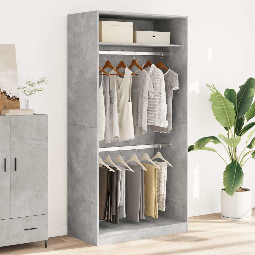 Armadio Grigio Cemento 100x50x200 cm in Legno Multistrato