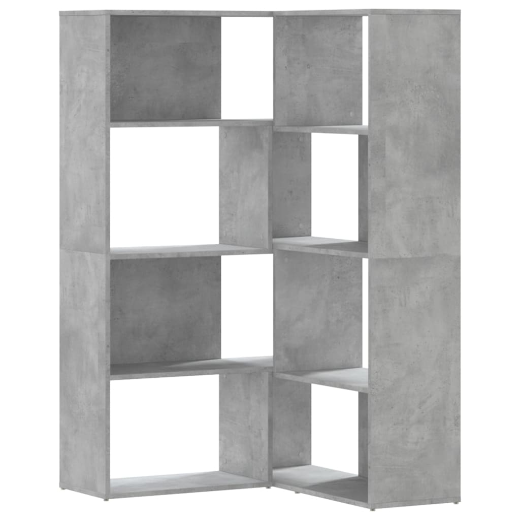 Libreria a 4 Ripiani-Scaffale per Libri-Mobile di Stoccaggio Grigio Cemento 85x85x140 cm in Truciolare