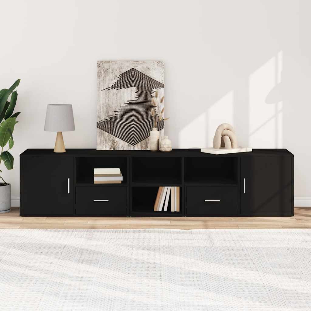 vidaXL Mobile Angolare Nero 200x40x45 cm in Truciolato