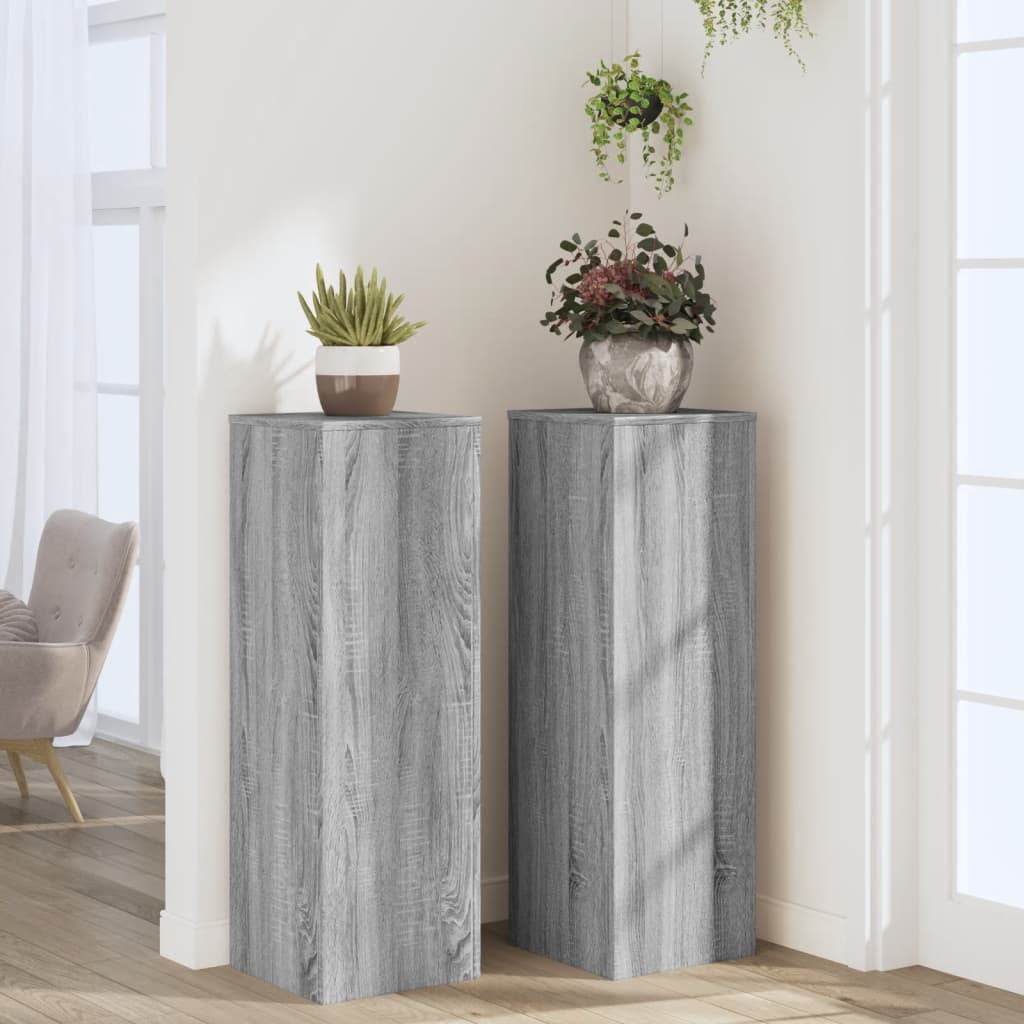 Supporti per Piante 2 pz Grigio Sonoma 33x33x100 cm Multistrato
