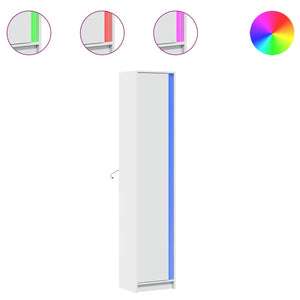 Credenza con LED-Buffet-Armadio da cucina Bianca 41,5x32,5x200 cm in Truciolato