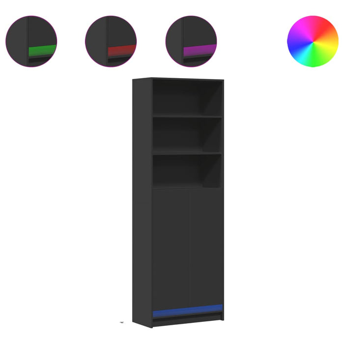 vidaXL Credenza con LED Nera 69x32,5x200 cm in Truciolato
