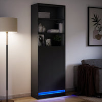 vidaXL Credenza con LED Nera 69x32,5x200 cm in Truciolato