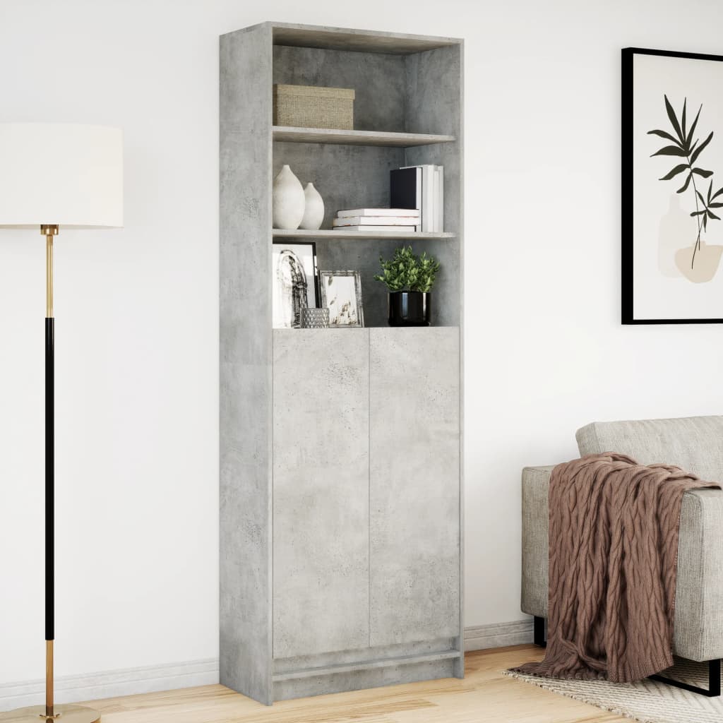 Credenza con LED Grigio Cemento 69x32,5x200 cm in Truciolato