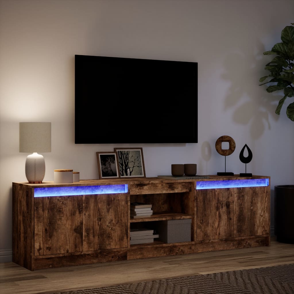 Mobile Porta TV con LED-Mobile per TV-Credenza TV Rovere Fumo 180x34x50cm in Truciolato 567547