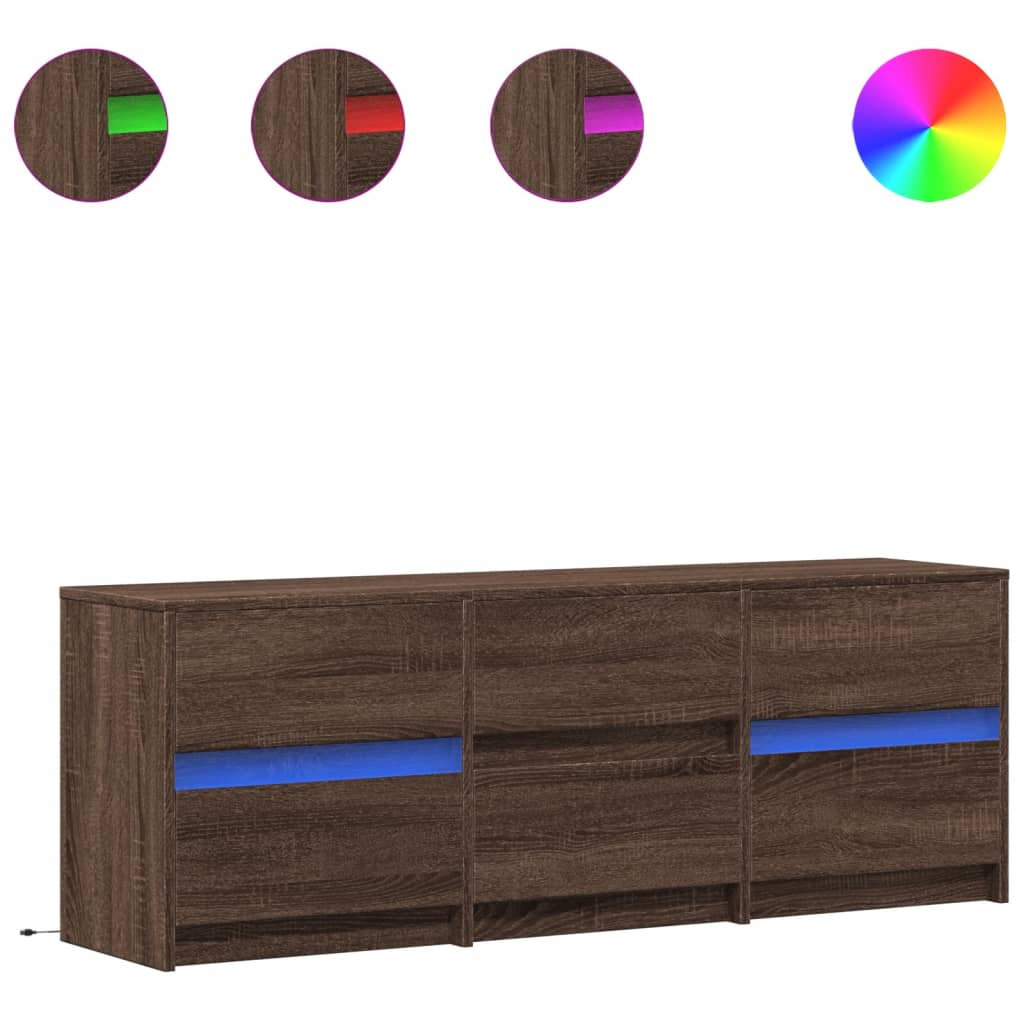 Mobile Porta TV con LED Rovere Marrone 140x34x50cm Truciolato 3307925