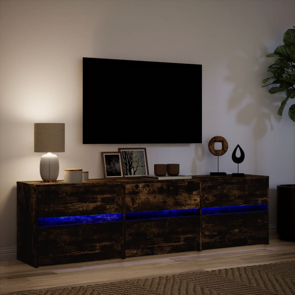 Mobile Porta TV con LED-Mobile per TV-Credenza TV Rovere Fumo 180x34x50cm in Truciolato 713221