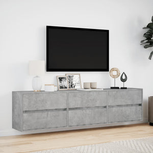 Mobile TV a Parete con LED Grigio Cemento 180x31x45 cm 3307936