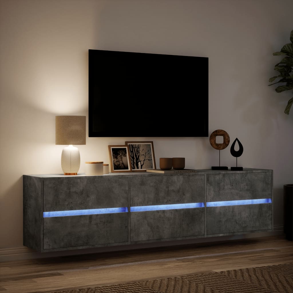 Mobile TV a Parete con LED Grigio Cemento 180x31x45 cm 3307936