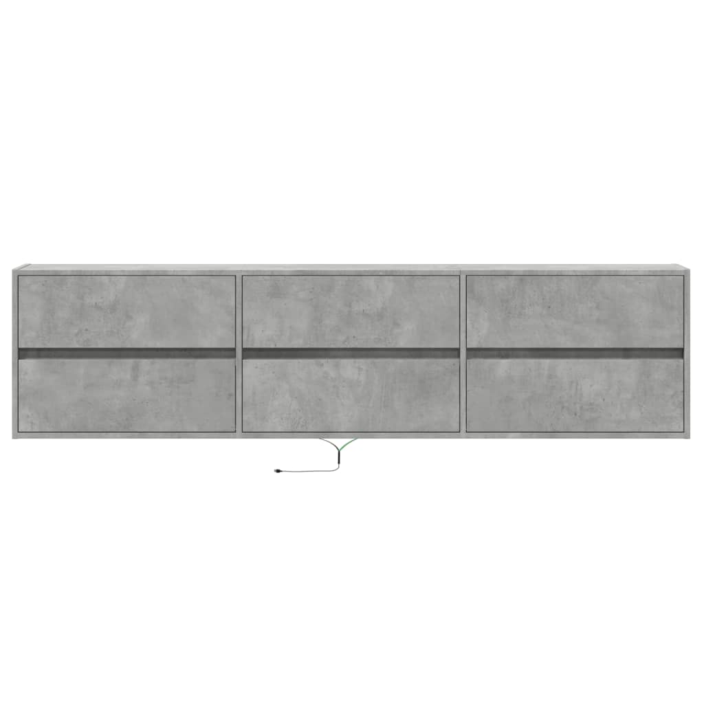 Mobile TV a Parete con LED Grigio Cemento 180x31x45 cm 3307936