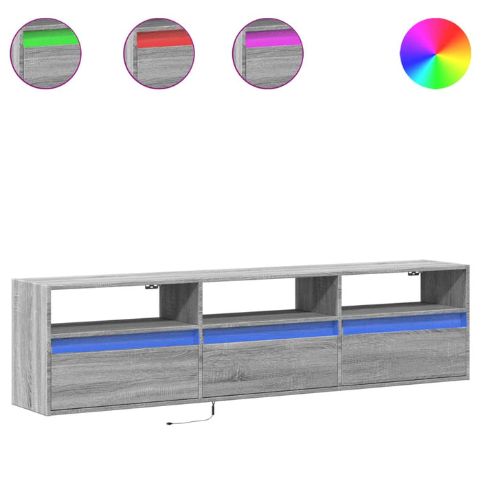 Mobile TV a Parete con LED Grigio Sonoma 180x31x45 cm 3307945