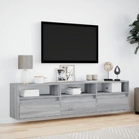 Mobile TV a Parete con LED Grigio Sonoma 180x31x45 cm 3307945