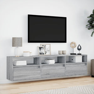 Mobile TV a Parete con LED Grigio Sonoma 180x31x45 cm 3307945