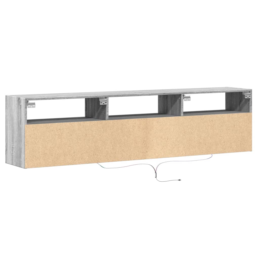 Mobile TV a Parete con LED Grigio Sonoma 180x31x45 cm 3307945