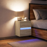 vidaXL Comodino a Parete con luci LED Rovere Sonoma