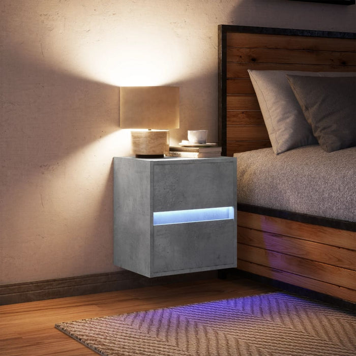 vidaXL Comodino a Parete con Luci LED Grigio Cemento