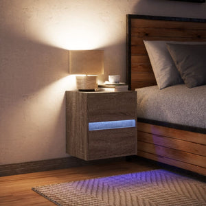 vidaXL Comodino a Parete con luci LED Rovere Marrone
