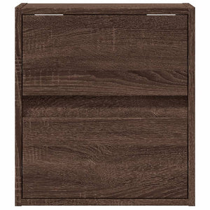 Comodini a Parete con luci LED 2 pz Rovere Marrone 3307974