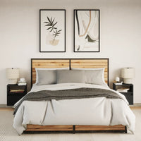 Comodini a Parete con Luci LED 2 pz-Set di 2 Tavolino da notte Neri 181079